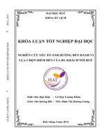 nghiên cứu yếu tố ảnh hưởng đến hành vi  lựa chọn điểm đến của du khách tới huế