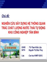 Nghiên cứu xây dựng hệ thống quan trắc chất lượng nước thải tự động khu công nghiệp tân bình
