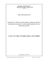 đánh giá vai trò của rừng trong cảnh quan, dịch vụ môi trường tại khu vực rừng phòng hộ hồ núi cốc, tỉnh thái nguyên
