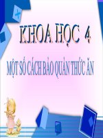 bài giảng khoa học 4 bài 11 một số cách bảo quản thức ăn