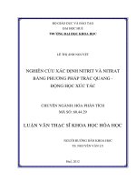 Nghiên cứu xác định nitrit và nitrat bằng phương pháp trắc quang - động học xúc tác