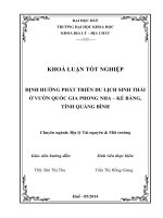 định hướng phát triển du lịch sinh thái ở vườn quốc gia phong nha – kẻ bàng, tỉnh quảng bình