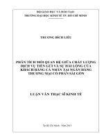 PHÂN TÍCH MỐI QUAN HỆ GIỮA CHẤT LƯỢNG  DỊCH VỤ TIỀN GỬI VÀ SỰ HÀI LÒNG CỦA  KHÁCH HÀNG CÁ NHÂN TẠI NGÂN HÀNG THƯƠNG MẠI CỔ PHẦN SÀI GÒN