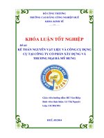 kế toán nguyên vật liệu và công cụ dụng cụ tại công ty cổ phần xây dựng và thương mại hà mỹ hưng