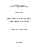 nghiên cứu thực trạng sản xuất và một số giải pháp nâng cao năng suất, chất lượng lúa tại huyện giao thủy - tỉnh nam định