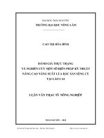 đánh giá thực trạng và nghiên cứu một số biện pháp kỹ thuật nâng cao năng suất lúa đặc sản séng cù tại lào cai
