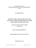 đánh giá thực trạng chi ngân sách nhà nước cho phát triển kinh tế xã hội nông thôn tỉnh thái nguyên