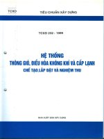 tcxd 232 - 1999 hệ thống thông gió, điều hòa không khí và cấp lạnh - chế tạo, lắp đặt và nghiệm thu