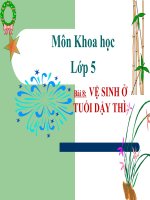 bài giảng khoa học 5 bài 8 vệ sinh ở tuổi dậy thì