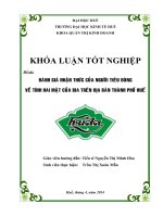 đánh giá nhận thức của người tiêu dùng về tính hai mặt của bia trên địa bàn thành phố huế