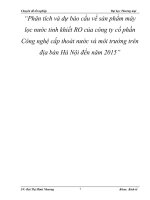 phân tích và dự báo cầu về sản phẩm máy lọc nước tinh khiết ro của công ty cổ phần công nghệ cấp thoát nước và môi trường trên địa bàn hà nội đến năm 2015
