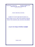Nghiên cứu tuyển chọn một số giống lúa chất lượng cao của việt nam tại huyện namuno thuộc tỉnh cabo delgado, cộng hoà mozambich