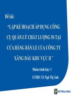 LẬP KẾ HOẠCH ÁP DỤNG CÔNG  CỤ QUẢN LÝ CHẤT LƯỢNG 5S TẠI  CỬA HÀNG BÁN LẺ CỦA CÔNG TY  XĂNG DẦU KHU VỰC II