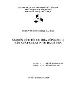 LUẬN VĂN CÔNG NGHỆ THỰC PHẨM NGHIÊN CỨU TỐI ƯU HÓA CÔNG NGHỆ SẢN XUẤT GELATIN TỪ DA CÁ TRA