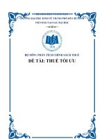 PHÂN TÍCH CHÍNH SÁCH THUẾ TỐI ƯU