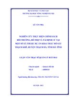 Nghiên cứu thực trạng chính sách bồi thường, hỗ trợ và tái định cư tại một số xã thuộc dự án khai thác mỏ sắt thạch khê, huyện thạch hà, tỉnh hà tĩnh