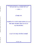 Nghiên cứu tuyển chọn giống lúa lai phù hợp với điều kiện sản xuất tại thanh hoá