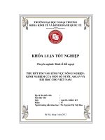 Khóa luận thu hút FDI vào lĩnh vực nông nghiệp  kinh nghiệm của một số nước Asean và bài học cho Việt Nam