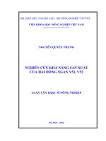 Nghiên cứu khả năng sản xuất của hai dòng ngan v51, v52