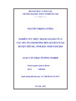 Nghiên cứu thực trạng giá đất ở và các yếu tố ảnh hưởng đến giá đất ở tại huyện tiên du, tỉnh bắc ninh năm 2010