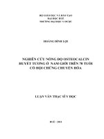 nghiên cứu nồng độ osteocalcin huyết tương ở nam giới trên 70 tuổi có hội chứng chuyển hoá
