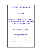 Nghiên cứu giải pháp kinh tế đẩy nhanh tiến độ giải phóng mặt bằng trên địa bàn huyện tiên lữ, tỉnh hưng yên