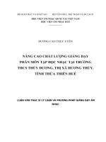 nâng cao chất lượng giảng dạy phân môn tập đọc nhạc ở trường thcs thủy dương, thị xã hương thủy, tỉnh thừa thiên huế