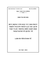 huy động vốn đầu tư cho phát triển nguồn nhân lực du lịch việt nam trong điều kiện hội nhập kinh tế quốc tế
