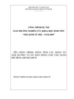 phân tích nhân tố ảnh hưởng và dự báo đồng usd, ứng dụng mô hình arch  garch