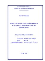 Nghiên cứu nhu cầu tham gia bảo hiểm y tế tự nguyện của nông dân huyện tứ kỳ, tỉnh hải dương
