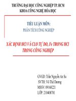 xác định hcl và clo tự do, fe trong hcl công nghiệp