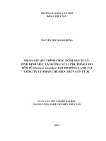 khảo sát quy trình công nghệ sản xuất tính đinhk mức và hướng xử lý phụ phẩm cho tôm sú lột pd đông lạnh tại công ty cổ phần chế biến thủy sản út xi