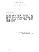 đánh giá quá trình vận dụng các công cụ tiền tệ của ngân hàng nhà nước việt nam