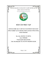đánh giá hiệu quả và đề xuất giải pháp sử dụng đất nông nghiệp tại xã thượng trưng, huyện vĩnh tường, tỉnh vĩnh phúc