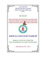 nâng cao hiệu quả sử dụng nguồn vốn tín dụng trong xây dựng nông thôn mới ở thị xã hương trà, tỉnh thừa thiên huế