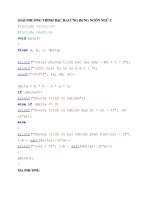 GIẢI PHƯƠNG TRÌNH bậc HAI ỨNG DỤNG NGÔN NGỮ c
