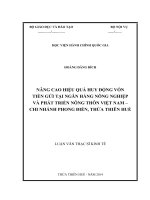 nâng cao hiệu quả huy động vốn tiền gửi tại ngân hàng nông nghiệp và phát triển nông thôn việt nam - chi nhánh phong điền, thừa thiên huế