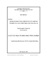 đánh giá khả năng thích ứng của một số tổ hợp lúa lai f1 mới chọn tạo tại lào cai