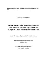 chính sách giảm nghèo bền vững cho đồng bào dân tộc thiểu số huyện a lưới, tỉnh thừa thiên huế
