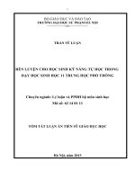 tóm tắt luận án rèn luyện cho học sinh kỹ năng tự học trong dạy học sinh học 11 trung hoc pho thong