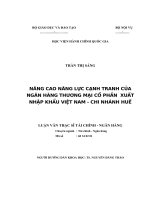 nâng cao năng lực cạnh tranh của ngân hàng thương mại cổ phần  xuất nhập khẩu việt nam - chi nhánh huế