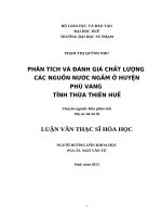 phân tích và đánh giá chất lượng các nguồn nước ngầm ở huyện phú vang tỉnh thừa thiên huế