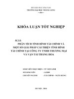 phân tích tình hình tài chính và một số giải pháp cải thiện tình hình tài chính tại công ty tnhh thương mại và vận tải thắng hoa