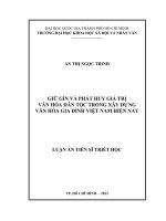 giữ gìn và phát huy giá trị văn hóa dân tộc trong xây dựng văn hóa gia đình việt nam hiện nay