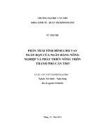 Phân tích tình hình cho vay ngắn hạn của ngân hàng nông nghiệp và phát triển nông thôn thành phố cần thơ