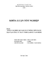 nâng cao hiệu quả quản lý dòng tiền ngắn hạn tại công ty may tnhh garnet nam định