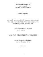 biện pháp quản lý đổi mới phương pháp dạy học của hiệu trưởng các trường trung học cơ sở huyện thạnh phú, tỉnh bến tre