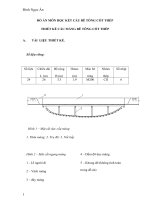 VỚI CÁC THÔNG SỐ ĐÃ CHO THIẾT KẾ CẦU MÁNG BÊ TÔNG CỐT THÉP TRƯỜNG HỢP TỔ TẠI TRỌNG CƠ BẢN