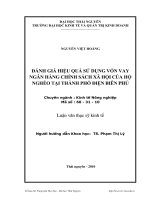 đánh giá hiệu quả sử dụng vốn vay ngân hàng chính sách xã hội của hộ nghèo tại thành phố điện biên phủ