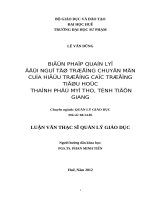 biện pháp quản lý đội ngũ tổ trưởng chuyên môn của hiệu trưởng các trường tiểu học thành phố mỹ tho, tỉnh tiền giang